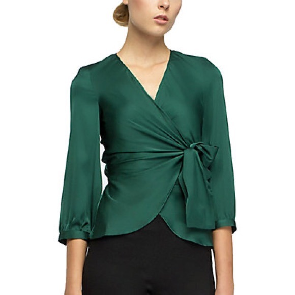 BGL Silky Wrap Top in Green, New with Tag, Size 6 - Picture 1 of 1
